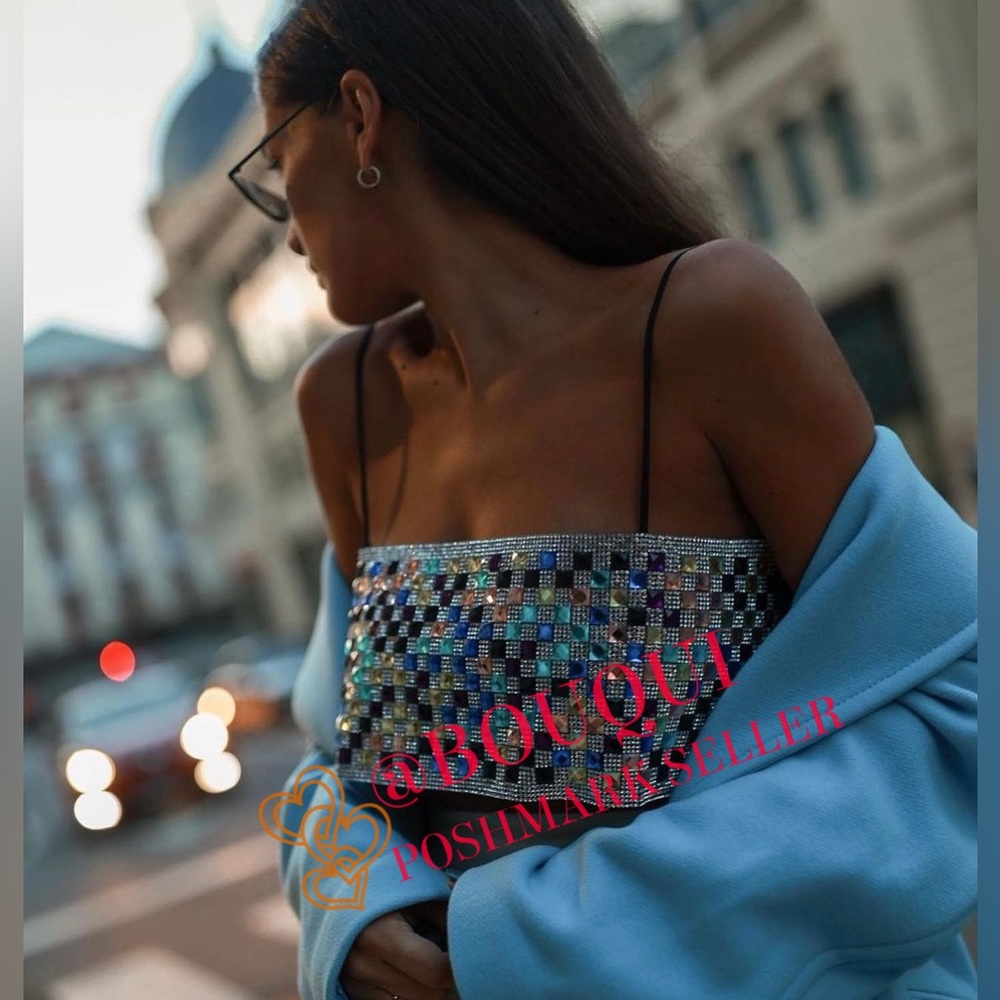 BLOGGERS FAV ZARA MULTICOLORED SHIMMERY CROP TOP